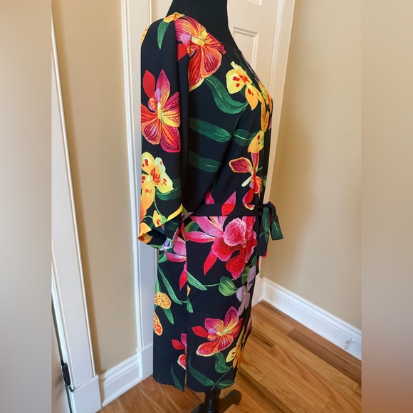 Lands’ End Black Multicolored Floral Dress Short Sleeve Womens Size S (6-8) NWOT - Picture 3 of 14